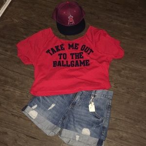 Angels baseball crop top